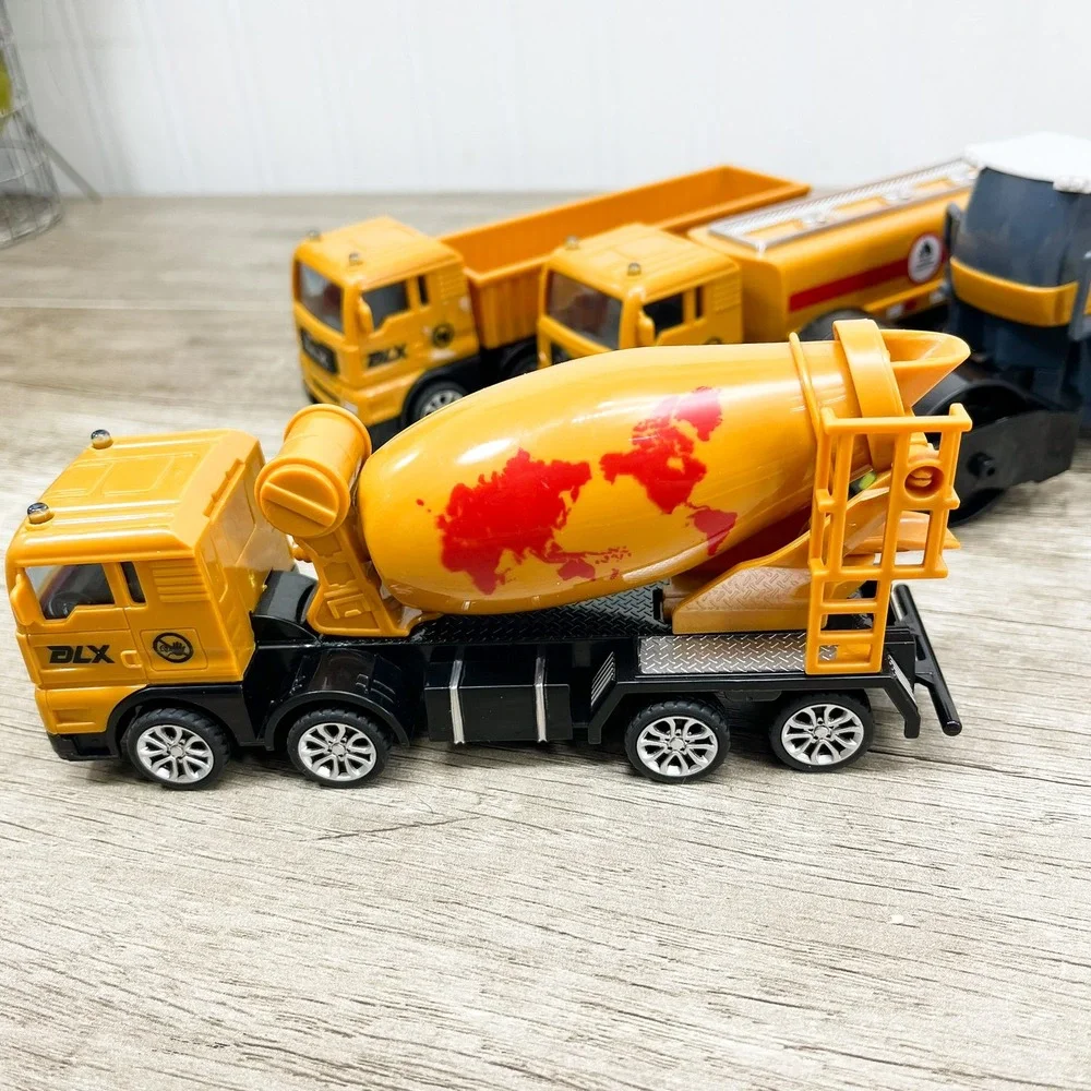 Cobid Box Yellow Construction Vehicle Toy Set Cement Mixer Tanker Roller 4pc